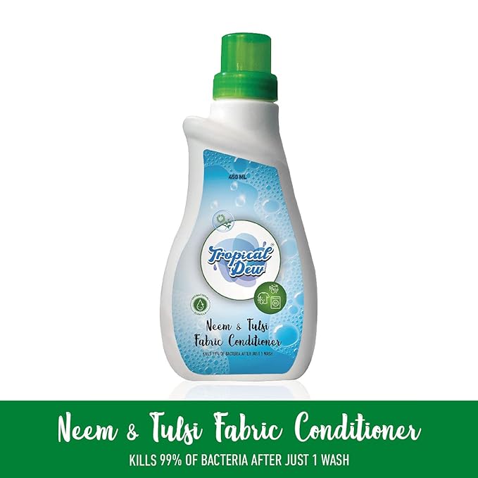 Tropical Dew Neem and Tulsi Fabric Conditioner and Softener-Kills 99% Bacteria - Combo pack of 2 each 450ml