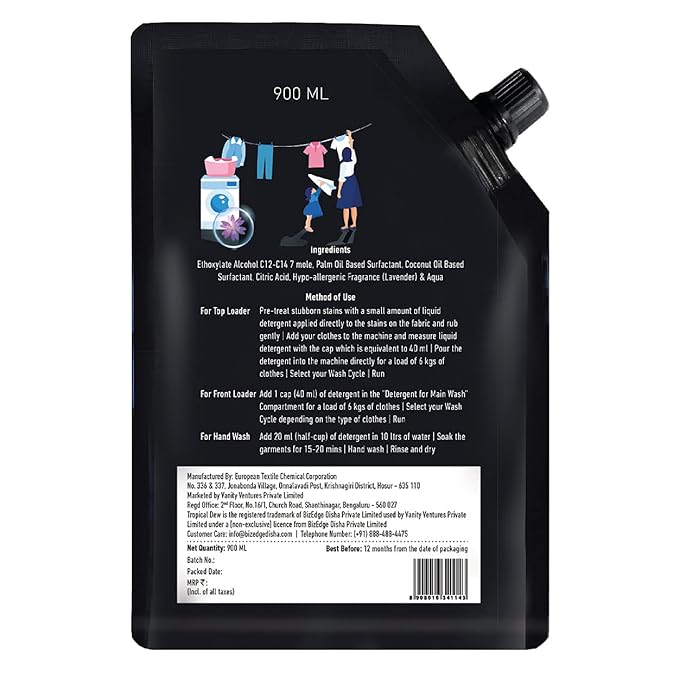 Liquid Detergent 900 ml | Plant Based Ingredients | Goodness of Coconut Oil & Citric Acid