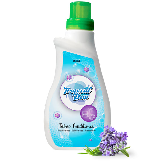Natural Fabric Softener - Liquid Fabric Softener for Hand Wash, Front Load & Top Load Washing Machine - Phosphate Free, Sulphate & Paraben Free Fabric Conditioner - Tropical Dew, Lavender Scent, 500ml